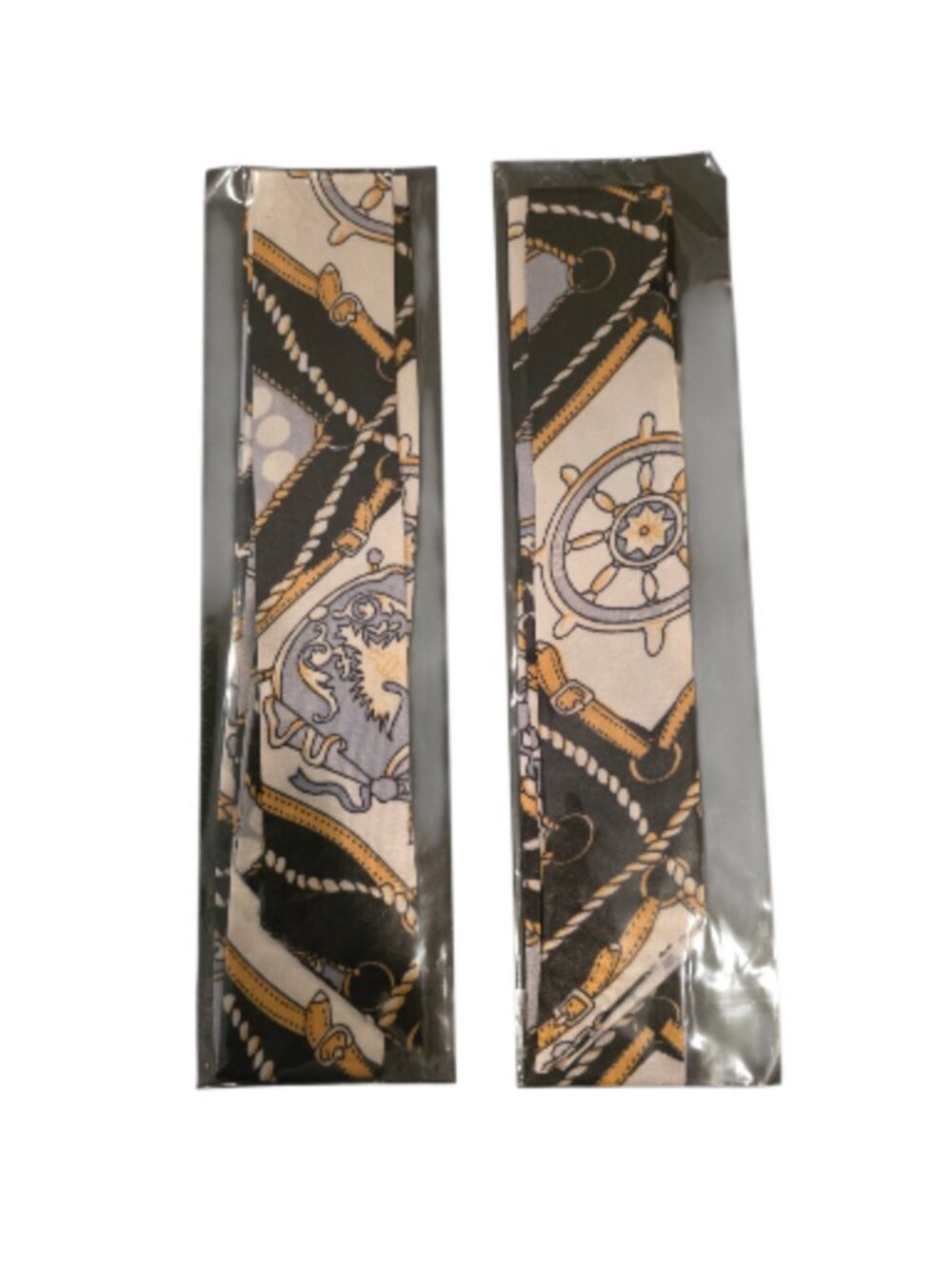 2 Nautical Purse Twilly Scarves Bag Handle Wrap Hair Ribbon Twill Bundle